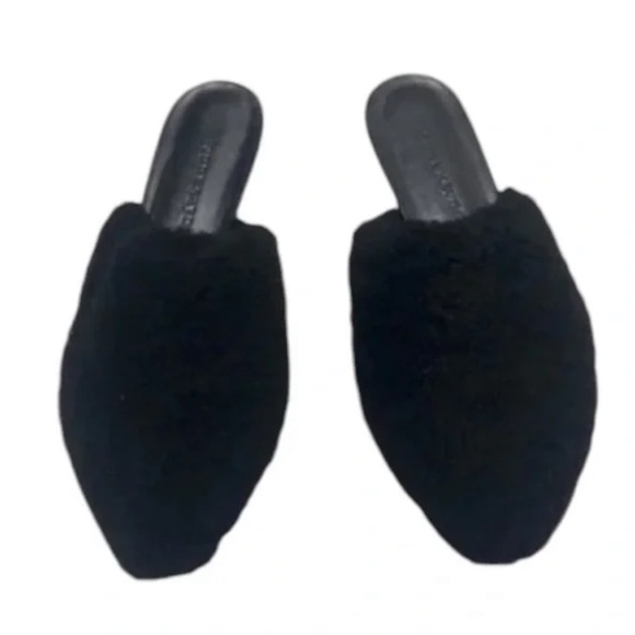 Jenni Kayne Black Shearling Mules Size EU 37 - Picture 1 of 4